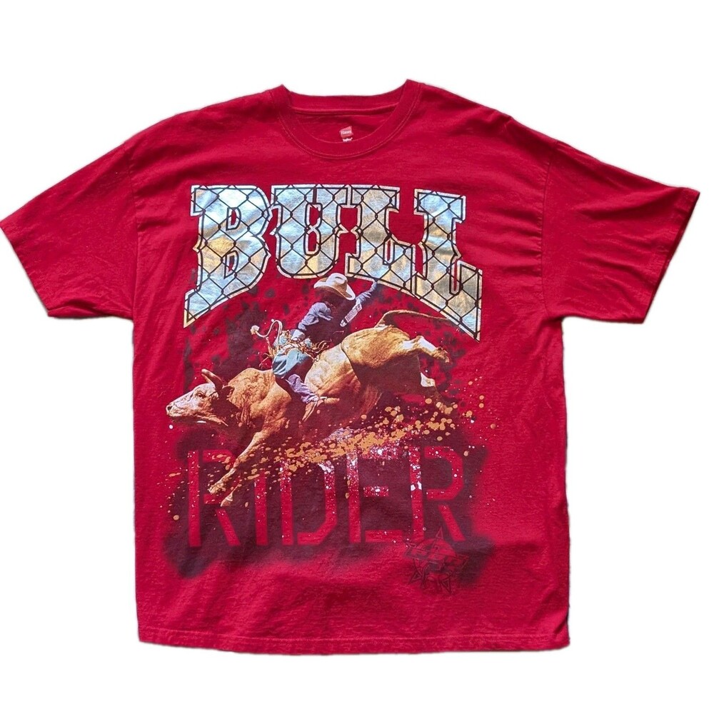 PBR Bull Rider T-Shirt Men's XL Hanes Large Color Graphic Print EUC